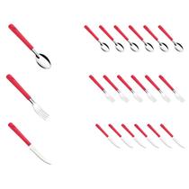 Jogo 18 Talher Faca Garfo Colher Inox Vermelho Luna Casa - Taumer Jogo 18 Talher Faca Garfo Colher Inox Vermelho Luna Casa - Taumer