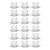 Jogo 18 Xícaras Chá C/ Pires 220mL Mesa Posta Transparente