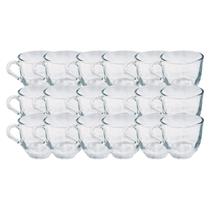 Jogo 18 Xicaras Chique Vidro Liso 150ML Ideal Cha Cafe Resistente