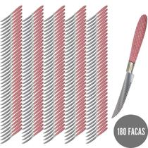 Jogo 180 Talheres Blumenau Rosa Facas Cabo Decorado Mesa Bar