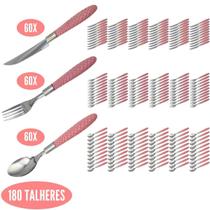 Jogo 180 Talheres Rosa Blumenau Aço Inox Faca Colher Garfo
