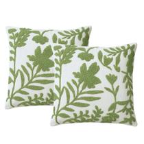 Jogo 2 Almofadas Decorativa Luxo Creme e Verde Garden Com Enchimento 42x42cm - Jolitex