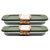 Jogo 2 Assadeiras De Vidro Retangular 3L Transp. C/Tampa