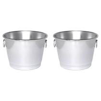 Jogo 2 Baldinho De Gelo Aluminio Prata 5 Lts Bebidas