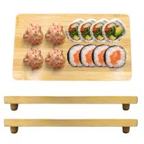 Jogo 2 Bandeja Bambu Oriental 21cm Sushi Restaurante Japones