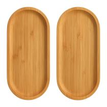 Jogo 2 Bandejas de Bambu Lavabo Decorativa Café Madeira 28cm