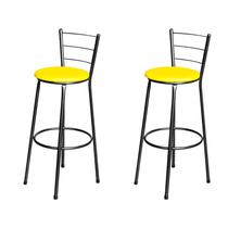 Jogo 2 Banqueta Alta Para Cozinha Epoxi Craqueada Assento Estofado