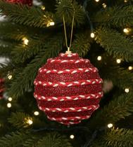 Jogo 2 Bolas De Natal Decorada Vermelho E Branco Brilho 10cm Jogo 2 Bolas De Natal Decorada Vermelho E Branco Brilho 10cm