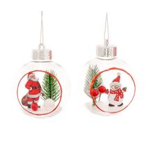Jogo 2 Bolas de Natal Decoradas Papai Noel e Boneco de Neve 3D Transparente - Bela Flor Jogo 2 Bolas de Natal Decoradas Papai Noel e Boneco de Neve 3D Transparente - Bela Flor