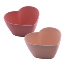 Jogo 2 Bowl de Coração Tigela Fibra de Bambu e PP Lines Coloridos 14x7cm Lyor