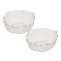 Jogo 2 Bowl de Cristal de Chumbo Martelado com Borda Dourada Taj 19x10cm Wolff