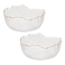 Jogo 2 Bowl de Cristal Martleado Borda Dourada Taj 136,5cm Wolff