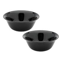 Jogo 2 Bowl Preto de Vidro Opalino Mini Tigela 12cm para Sobremesa e Molhos em Casa Tem