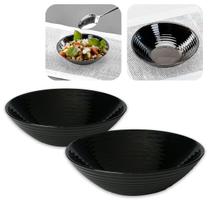 Jogo 2 Bowls De Vidro Harena Black Tigela Cumbuca Multiuso Caldos E Poke Lyor