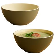 Jogo 2 Bowls Tigela Cumbuca Porcelana 500ml Cinza Caldos Jogo 2 Bowls Tigela Cumbuca Porcelana 500ml Cinza Caldos