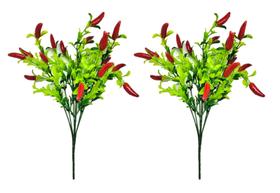 Jogo 2 Buquê Pimenta Artificial 18 Pimentas Cada 35cm