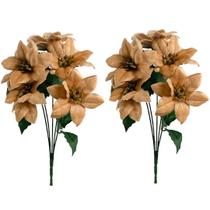 Jogo 2 Buquês Mini Bico de Papagaio Natal Veludo Champanhe 5 Flores - Magizi Jogo 2 Buquês Mini Bico de Papagaio Natal Veludo Champanhe 5 Flores - Magizi