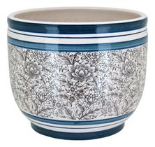 Jogo 2 cachepô cerâmica azul vaso decorativo enfeite casa