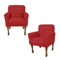 Jogo 2 Cadeira Poltrona Decorativa Para Consultório Anitta Corano Vermelho DL Decor