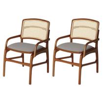 Jogo 2 Cadeiras de Jantar Florença Estrutura em Madeira Jequitibá Terra Braço Encosto Palha Linho Cinza Jogo 2 Cadeiras de Jantar Florença Estrutura em Madeira Jequitibá Terra Braço Encosto Palha Linho Cinza