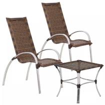 Jogo 2 Cadeiras Mini Garden e Mesa Emily Para Area Piscina Varanda Trama Original