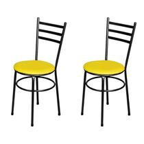 Jogo 2 Cadeiras Para Cozinha Epoxi Craqueada Assento Estofado - Lamar Design