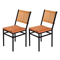 Jogo 2 Cadeiras Para Cozinha Preta Madeira Confort Industrial Premium - Don Castro Decor