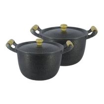 Jogo 2 Caldeirões Aluminio Batido Craqueado Preto N 26 Jogo 2 Caldeirões Aluminio Batido Craqueado Preto N 26