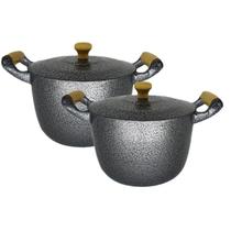 Jogo 2 Caldeirões e Tampas em Aluminio Fundido 18 e 20 cm