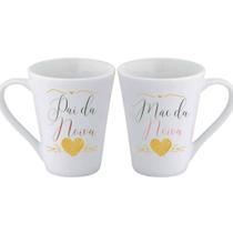 Jogo 2 Caneca Conica Personalizada Pai Mãe da Noiva do Noivo Presente Casamento Madrinha Padrinho