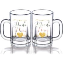 Jogo 2 Caneca Tabernas Personalizada Pai Mãe da Noiva do Noivo Presente Casamento Madrinha Padrinho