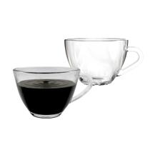 Jogo 2 Caneca Xícara Cappuccino Expresso Café Vidro 250ml