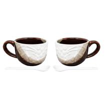 Jogo 2 Canecas de Cerâmica 140ml com Colher
