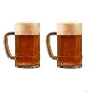 Jogo 2 Canecas de Chopp Cerveja Copo de Vidro 420ML