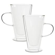 Jogo 2 Canecas de Vidro Parede Dupla Grande Café Chá 385ml Jogo 2 Canecas de Vidro Parede Dupla Grande Café Chá 385ml