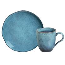 Jogo 2 Canecas E 2 Pratos De Sobremesa Cerâmica Porto Breeze -