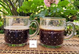 Jogo 2 Canecas em Vidro Decoradas 300ml Empilhável