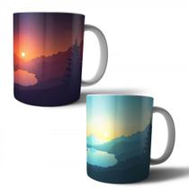 Jogo 2 Canecas Porcelana Por do Sol / Noite 350ml (BD01)