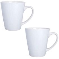 Jogo 2 Canecas Xicara em Melamina 350ml Branca Café Chá