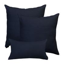 Jogo 2 Capas de Almofada 50x50 e 1 Capa 30x50cm Suede Luxo Premium Ziper Invisivel Azul