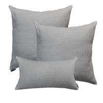 Jogo 2 Capas de Almofada 50x50 e 1 Capa 30x50cm Suede Luxo Premium Ziper Invisivel Cinza Claro