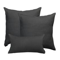 Jogo 2 Capas de Almofada 50x50 e 1 Capa 30x50cm Suede Luxo Premium Ziper Invisivel Cinza