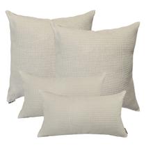 Jogo 2 Capas de Almofada 50x50 e 2 Capa 30x50cm Suede Luxo Premium Ziper Invisivel Areia