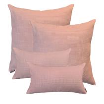 Jogo 2 Capas de Almofada 50x50 e 2 Capa 30x50cm Suede Luxo Premium Ziper Invisivel Rose