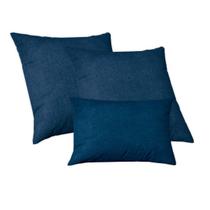 Jogo 2 Capas para Almofadas 50x50cm + 1 Capa 50x30cm Decorativa Suede Glamour Azul