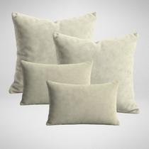 Jogo 2 Capas para Almofadas 50x50cm + 2 Capa 50x30cm Decorativa Suede Glamour Bege