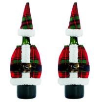 Jogo 2 Capas Para Garrafa de Vinho Decorado Natal Paletó e Gorrinho Xadrez - Magizi Jogo 2 Capas Para Garrafa de Vinho Decorado Natal Paletó e Gorrinho Xadrez - Magizi