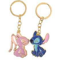 Jogo 2 Chaveiro Stitch Angel Namorados Apaixonado Metal 4.5cm - Disney