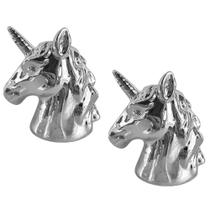 Jogo 2 Cofres de Unicórnio Reutilizáveis Cerâmica Prata Enfeites Decorativos