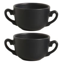 Jogo 2 Consumes Xícara Caneca Duas Alças p/ Sopas Caldos Cumbuca Preto Fosco Matte Jogo 2 Consumes Xícara Caneca Duas Alças p/ Sopas Caldos Cumbuca Preto Fosco Matte